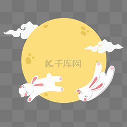 月亮卡通图片_中秋节月兔与月亮