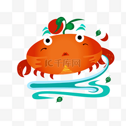 红螃蟹图片_螃蟹暖色系螃蟹戏水