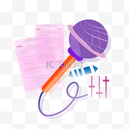 紫色的装饰图片_卡通音乐话筒插画