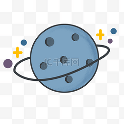 手绘线稿星球图片_蓝色手绘圆弧星球元素
