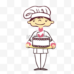蛋糕免扣gif图片_送蛋糕的厨师插画