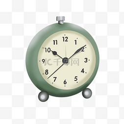 转动钟表图片_手绘绿色的闹钟插画