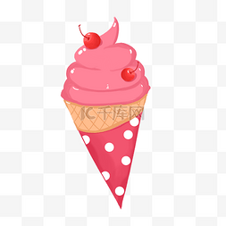 粉色的冰淇淋手绘插画