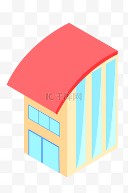 红色立体房子图片_2.5D立体房子插画