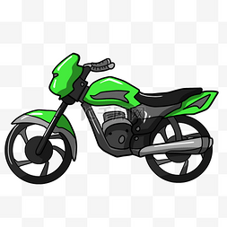 手绘绿色摩托车插画