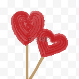 红色爱心棒棒糖图片_情人节棒棒糖