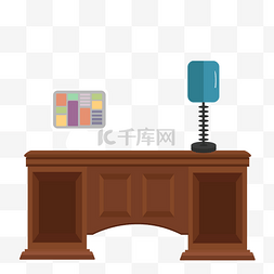 书架桌子图片_棕色的办公桌插画