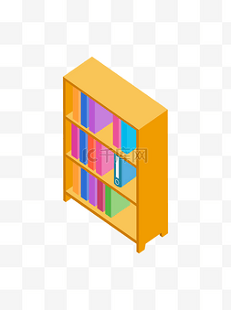 书桌衣柜图片_2.5D矮书柜书架家具元素