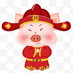 春节文化习俗图片_2019财神猪手绘素材