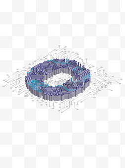 英文设计设计图片_2.5D科技化O英文数字设计元素