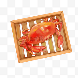 蒸笼上的螃蟹手绘插画