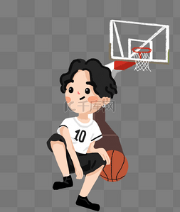 篮球运动校园主题插画