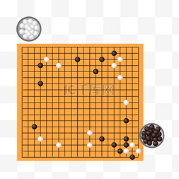 棋盘对弈图片_中国风古风小物五子棋插画