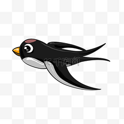 鸟的插画图片_手绘黑色卡通燕子插画