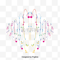 浪漫音符图片_美丽多彩浪漫的员工音乐符号浮动