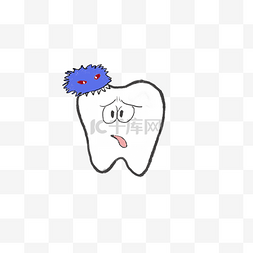 害怕惊恐的表情图片_卡通被细菌啃食的牙齿素材
