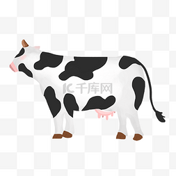 牛奶插画图片_手绘卡通奶牛插画