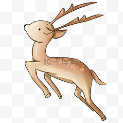 手绘可爱的小鹿图片_奔跑的梅花鹿手绘插画
