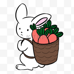 白色背着萝卜的小兔子