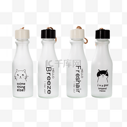 创意白色小猫图片_白色创意圆柱饮料瓶子元素
