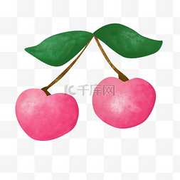 粉色的樱桃图片_手绘粉色的樱桃插画
