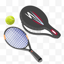 黑色网球拍图片_健身器材网球拍插画