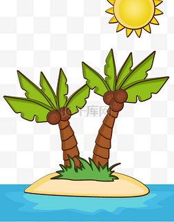 狂暑季海边图片_海边椰子树png素材