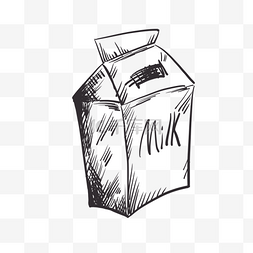 线稿牛奶盒手绘素材