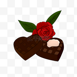 桃心红色礼盒图片_黑色的巧克力插画