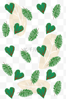 手绘绿叶底纹图片_爱心绿叶植物底纹