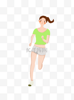运动卡通简约人图片_跑步运动的女孩人物设计