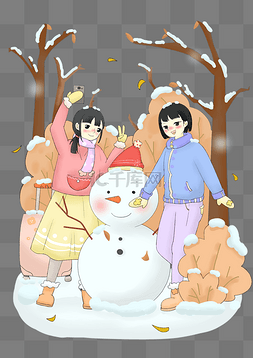 漂亮的雪人图片_新年人物和雪人插画