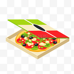 披萨图图片_2.5D立体披萨轴测图