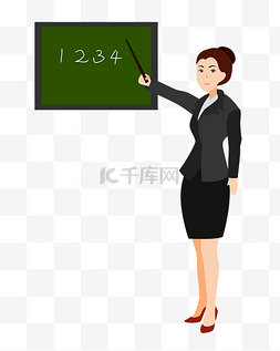 教室黑板学生图片_矢量卡通女教师黑板