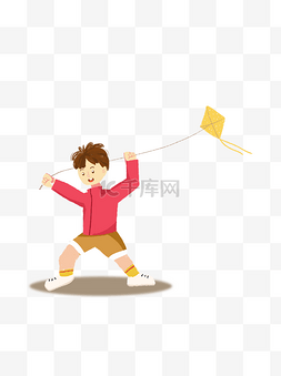 放风筝插画人物图片_放风筝的小男孩插画设计