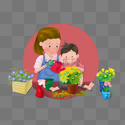 妈妈和小宝宝图片_母亲节和妈妈一起种花
