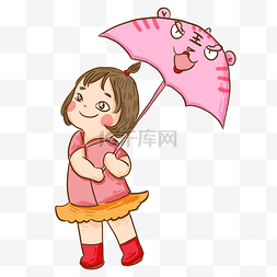  女孩拿着伞 