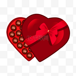 红色爱心巧克力图片_手绘一盒巧克力插画