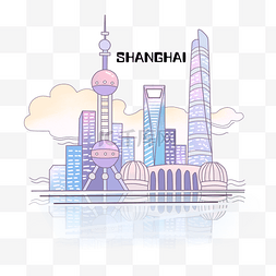 城市地标上海东方明珠外滩png