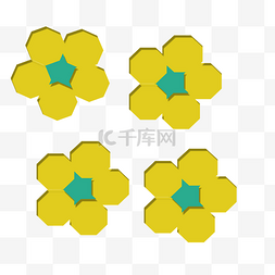 五朵花图片_手绘卡通五瓣黄色花朵