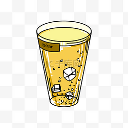 黄色啤酒圆柱透明玻璃杯
