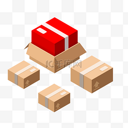 红色箱子图片_2.5D箱子手绘插画