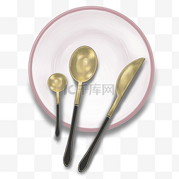金色盘子图片_绿色西餐餐具