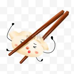 筷子夹水饺图片_手绘冬至一颗饺子插画