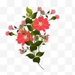 大红色的花图片_春天到了花开遍野红色花朵手绘装