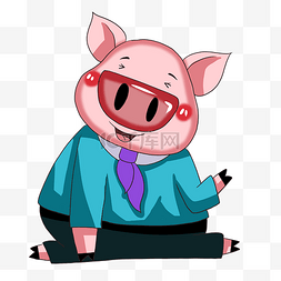 漫画猪素材图片_粉红小猪可爱小猪高兴漫画猪
