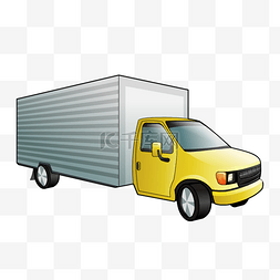 卡通新能源车图片_黄色带货箱大卡车卡通手绘