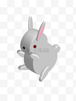 立体灰色图片_2.5D立体灰色兔子矢量图元素