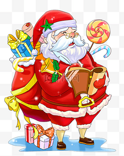 圣诞老人白胡子图片_手绘圣诞老人插画