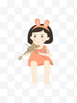 卡通演奏小提琴的女孩人物设计